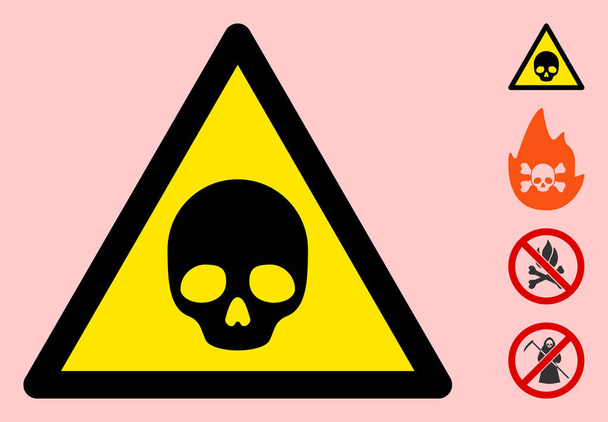 Vector Deadly Warning Triangle Sign Icon - Διάνυσμα, εικόνα