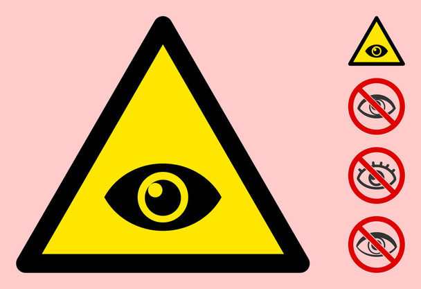 Vector Eye Warning Triangle Sign Icon - Vettoriali, immagini