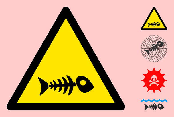 Vector Fish Toxin Warning Triangle Sign Icon - Διάνυσμα, εικόνα