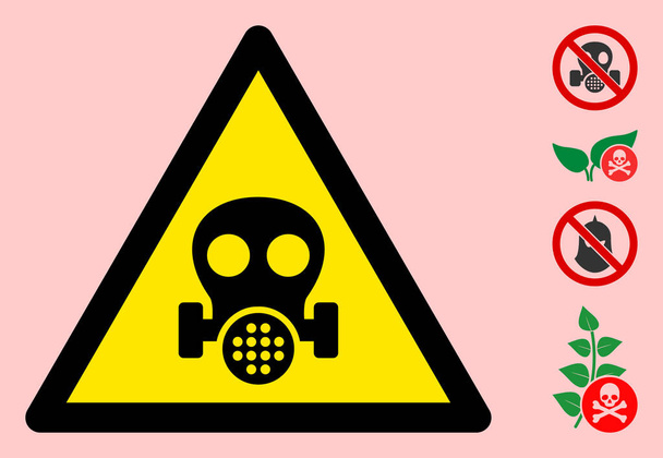 Vector Gas Mask Warning Triangle Sign Icon - Vector, Image
