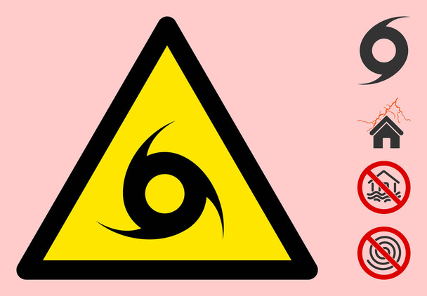 Vector Hurricane Warning Triangle Sign Icon - Vettoriali, immagini