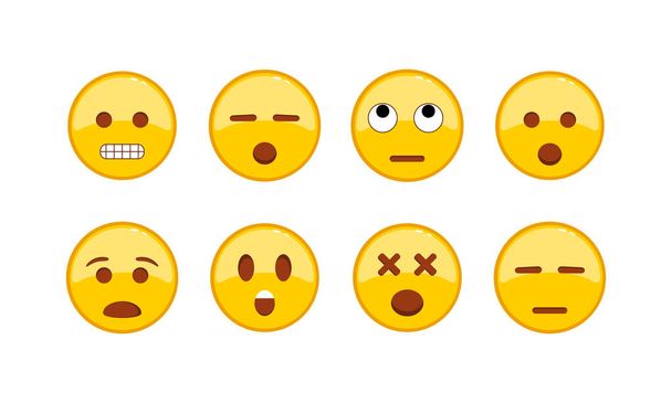 Confounded, sad, thinking emoji icon set. Smiley, emoticons. Facial expression on isolated white background. EPS 10 vector. - Vector, Image
