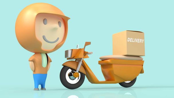 Un uomo e bici consegna 3d rendering per il contenuto di trasporto
. - Foto, immagini
