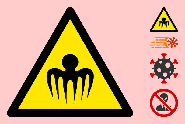 Vector Terrible Octopus Warning Triangle Sign Icon - Vector, Image