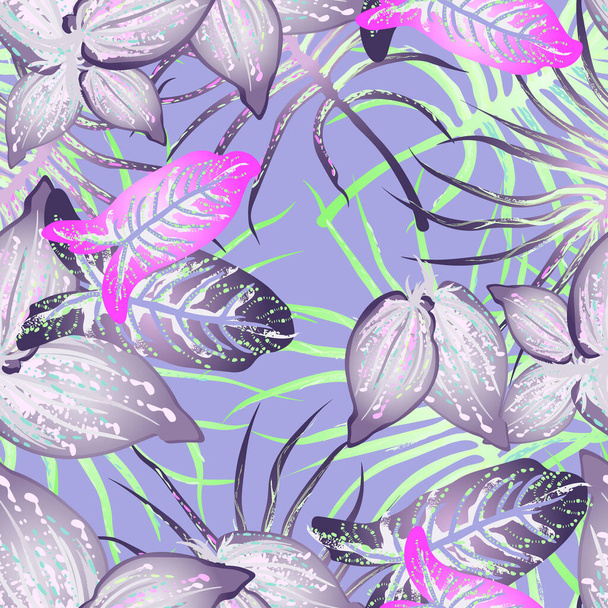 Tropical Leaf Modern Motif. Jungle Print. Foliage Summer - Vector, afbeelding