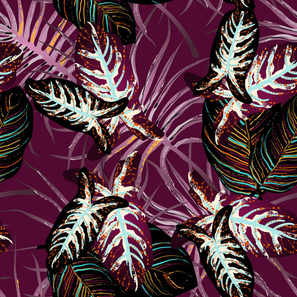 Tropical Leaf. Modern Motif. Jungle Print. Summer - Vektör, Görsel