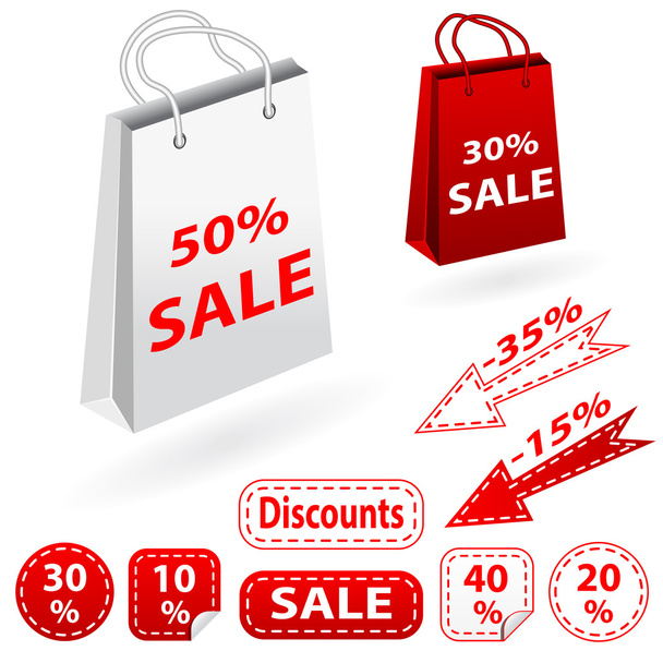 Sale banners set and bags. Shopping. - Vector, afbeelding