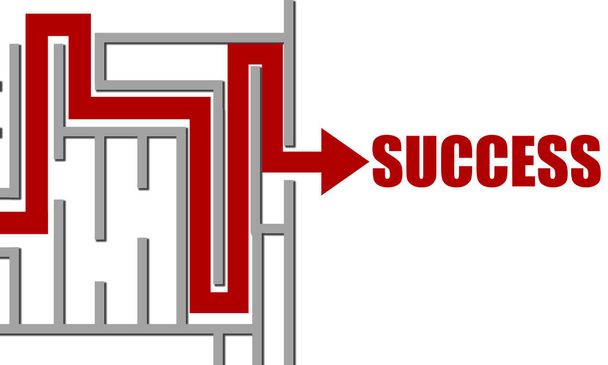 Красная стрела из лабиринта для успеха. Концепция успеха бизнеса, 3D рендеринг
 - Фото, изображение