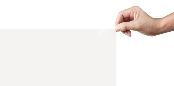 Fermer une main tenant du papier blanc pour du papier à lettres - Photo, image
