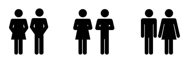 Hombre Mujer Varios Pose. Icono de figura de palo negro. Vector EPS
 - Vector, Imagen