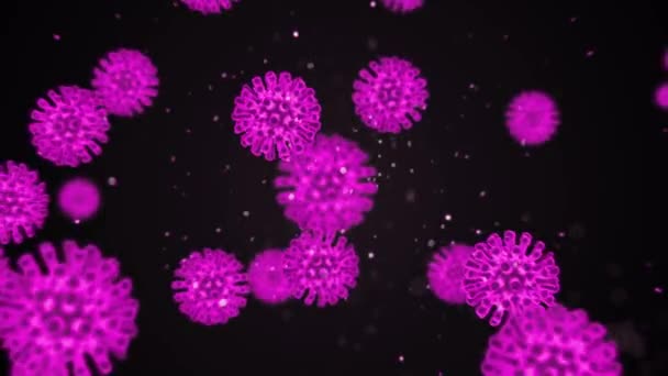 Koronaviruksen 3D-animaatio. Bakteerien ja viruksen taudinpurkaus, mikro-organismeja aiheuttava tauti, kuten Coronavirus 2020 - Materiaali, video