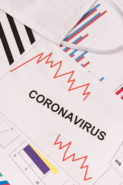 Downward graphs representing financial crisis caused by coronavirus. Covid-19. Sars-CoV-2. 2019-nCoV - Fotografie, Obrázek
