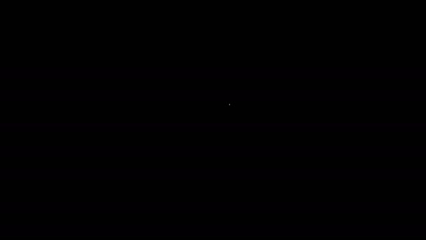 Witte lijn snor pictogram geïsoleerd op zwarte achtergrond. Barbershop symbool. Gezichtshaar stijl. 4K Video motion grafische animatie - Video