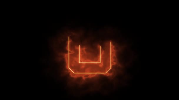 Alfabet in vlammen - letter O in brand - getekend met laserstraal op zwarte achtergrond - Video