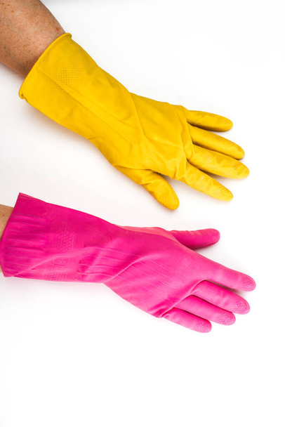 limpieza de los locales. guantes de látex
. - Foto, Imagen