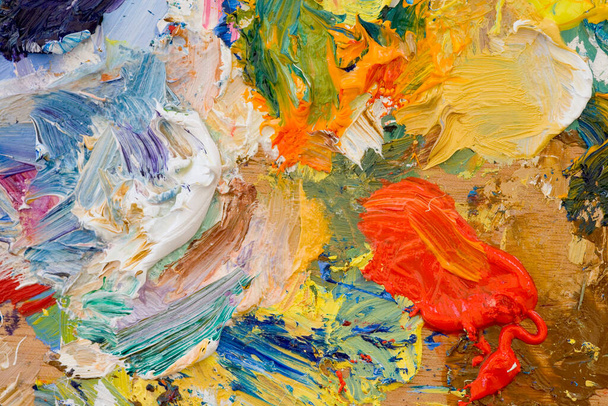 Artists oil paints multi coloured close up semi abstract - Photo, Image