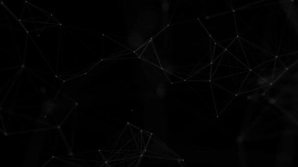 Looping Plexus Συνδέσεις Φόντο Λευκό σε μαύρο φόντο με βάθος πεδίου - Πλάνα, βίντεο