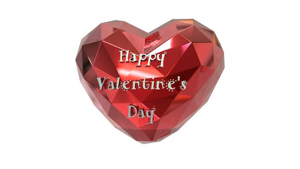 3D рендеринг С Днем Святого Валентина текст хрома материал на Matalic красное сердце включают в себя альфа-путь
. - Фото, изображение
