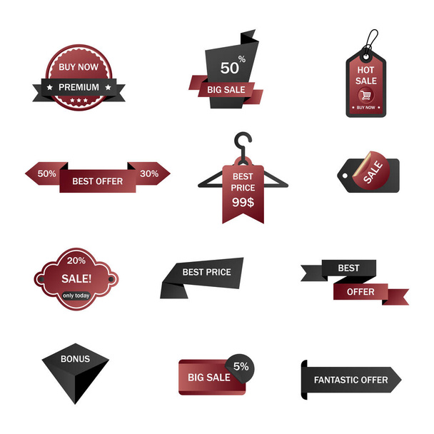Vector stickers, price tag, banner, label. Coupon sale, offers and promotions vector template.  - Vector, Image