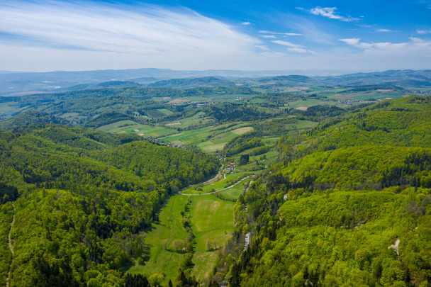 Aerial view of Owl Mountains, Poland, Lower Silesia. - Valokuva, kuva