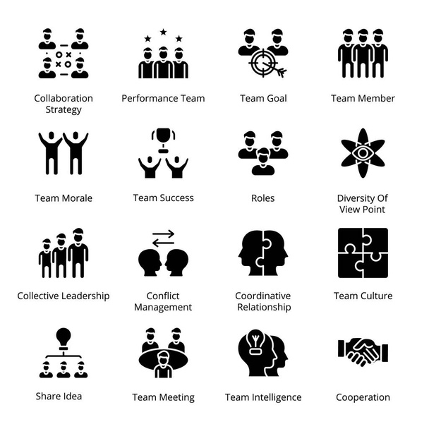 Teamwork glyph Icons - Vectors - Vector, Image