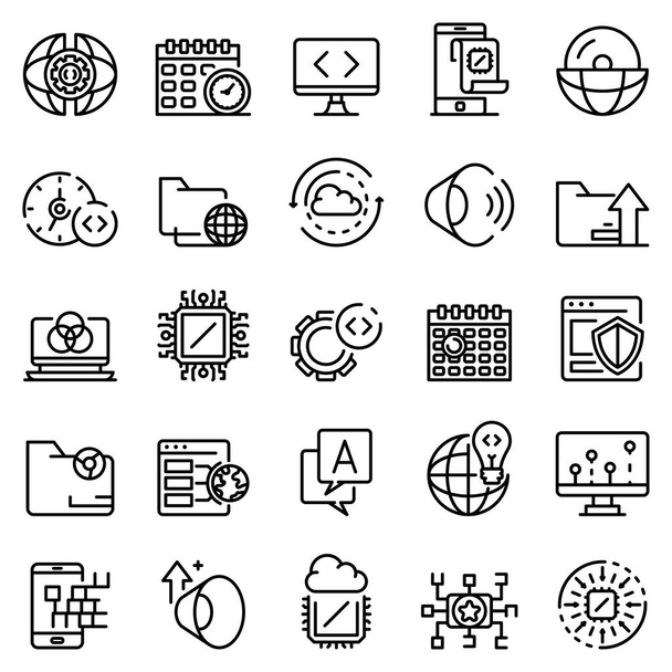 Набор значков операционной системы, стиль контура
 - Вектор,изображение
