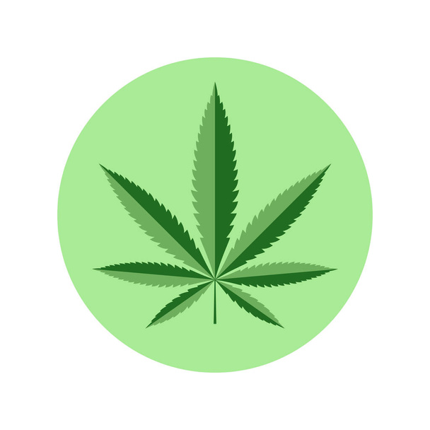 大麻の葉のグラフィックアイコン。白い背景に隔離された円の中のマリファナのサイン。ベクターイラスト - ベクター画像