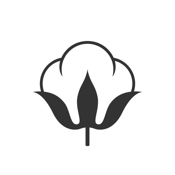 Baumwollpflanze grafische Ikone. Baumwollschild isoliert auf weißem Hintergrund. Logo-Vorlage. Vektorillustration - Vektor, Bild