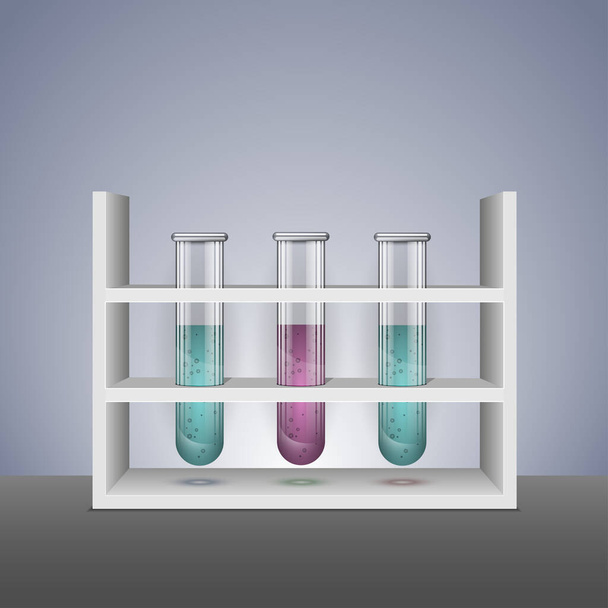 Vector set of transparent glass chemical laboratory test tubes. - Vector, Imagen