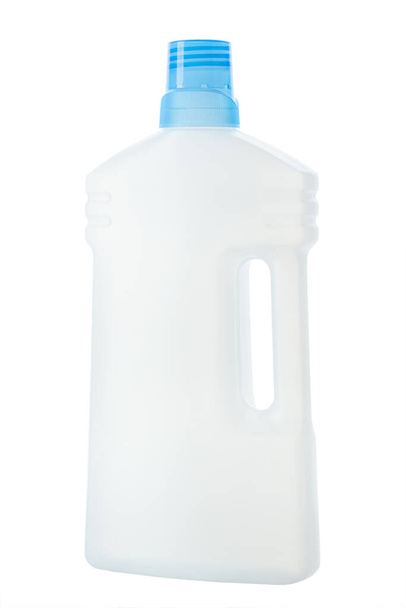white plastic bottle of detergent. isolated on a white background. file contains clipping path. place for text - Photo, image