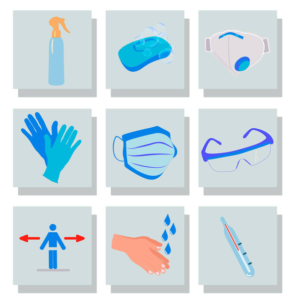 covid19, set icons medicine protection, health, coronavirus, help, clean water
 - Foto, Imagen