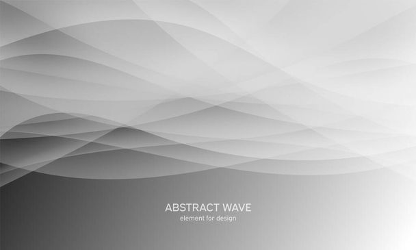 Abstract black background with smooth gray lines, waves. Modern and fashion. Gradient geometric. Vector illustration - Vector, Image