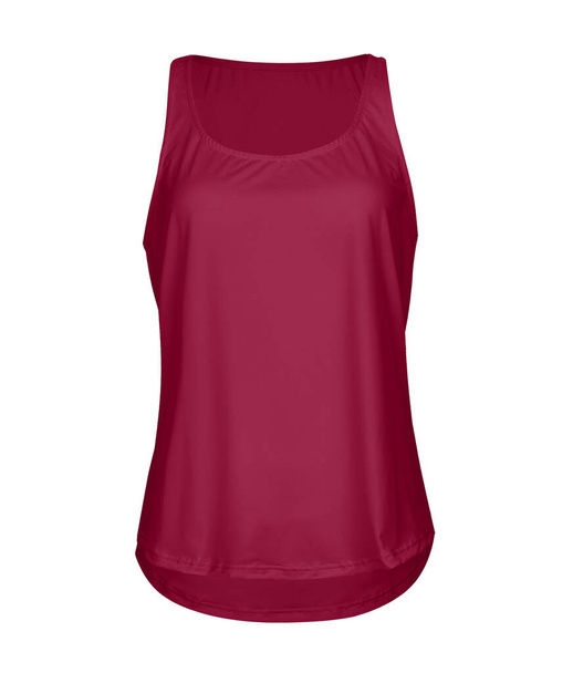 Make your artwork faster and more beautiful with this Front View Women Tank Top With Round Bottom Fock Up In Dark Sangria Color. - Fotografie, Obrázek