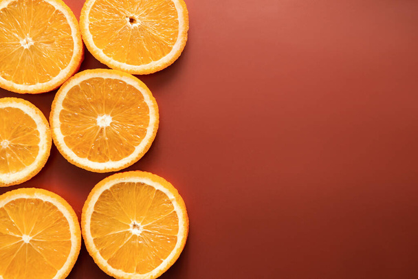 a piece of juicy orange copy space, texture, closeup - Photo, Image