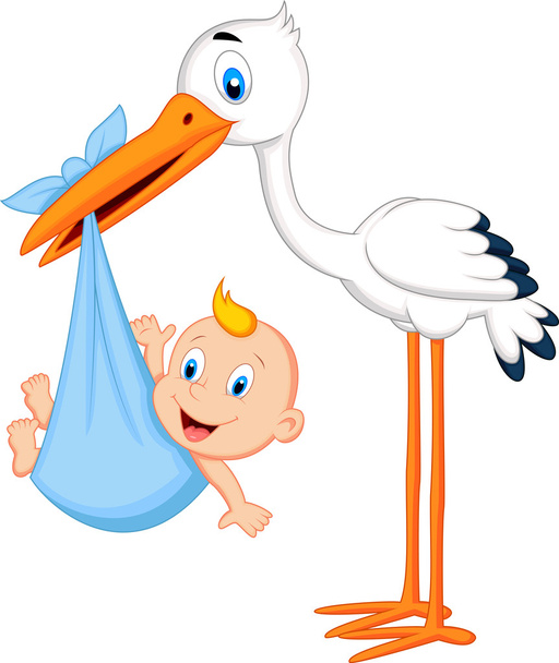 Stork carrying baby - Wektor, obraz