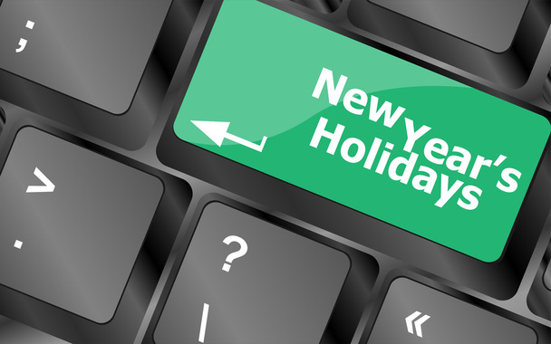 Computer keyboard key with new year holidays words - Foto, imagen