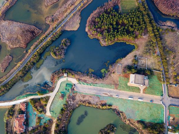 Вид с воздуха, леса и озера
 - Фото, изображение