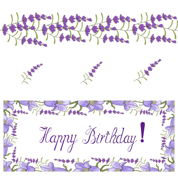 Seamless brush and flower wreath for gift holiday. Vector hand draw  Illustration EPS10. - Vector, Image