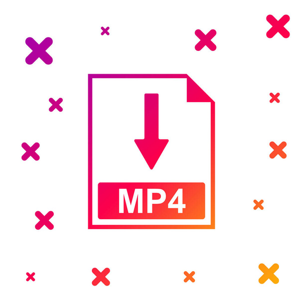 MP4ファイルのドキュメントアイコンをカラーします。白の背景に隔離されたMP4ボタンアイコンをダウンロードします。緩やかなランダムな動的形状。ベクターイラスト - ベクター画像