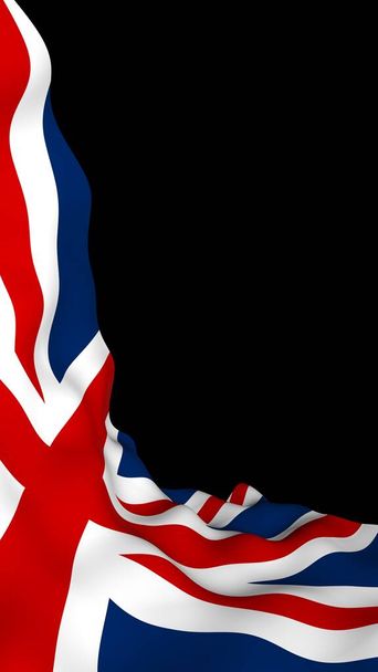 Waving flag of the Great Britain on dark background. British flag. United Kingdom of Great Britain and Northern Ireland. State symbol of the UK. 3D illustration - Foto, Imagem
