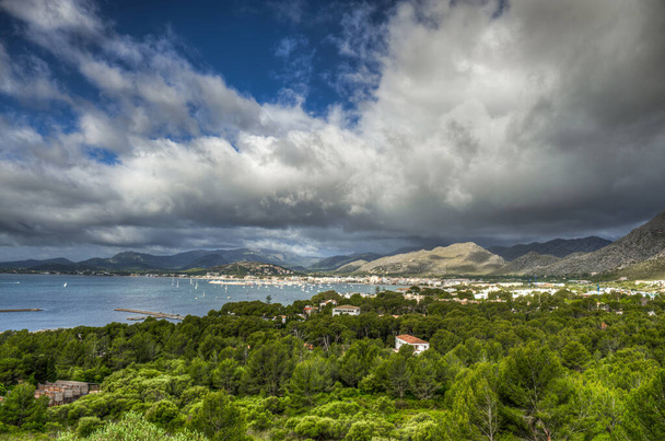 Panoramic view of the beautiful port of Pollensa in Palma de Mallorca - Spain - Photo, Image