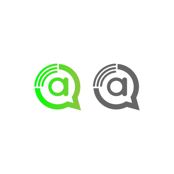 Letter A Wireless Internet in the chat bubble logo illustration - Vector, Image
