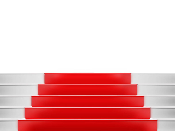 Scala in moquette rossa con spazio per testo, 3D VIP
 - Foto, immagini