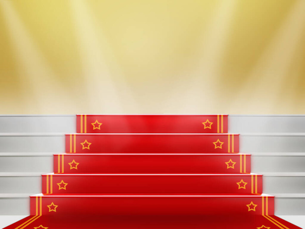 Mesaj için yeri olan kırmızı halı merdiveni, 3D VIP - Fotoğraf, Görsel