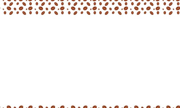 Seamless vector pattern. Coffee beans that are on top and bottom. Isolated on a white background. - Vector, Image