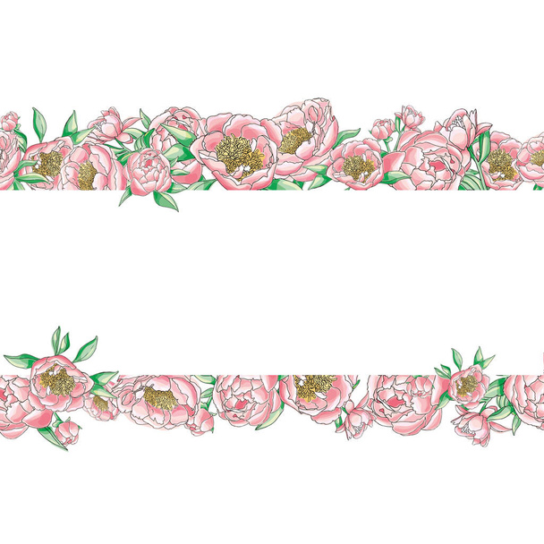 floral frame from the pink peons - Vektor, Bild