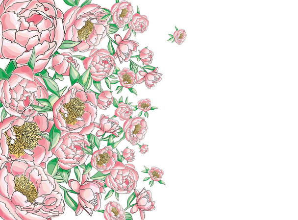 floral print from the pink peons - Vector, imagen