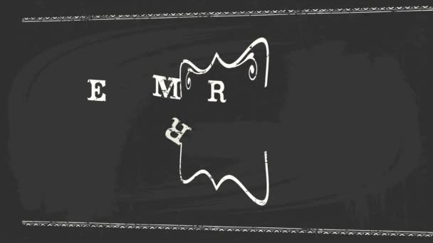 Motion Of Elements Forming Western Cowboy Style Joyeux message de Noël avec typographie rétro à la craie sur cadre élégant sur tableau noir
 - Séquence, vidéo