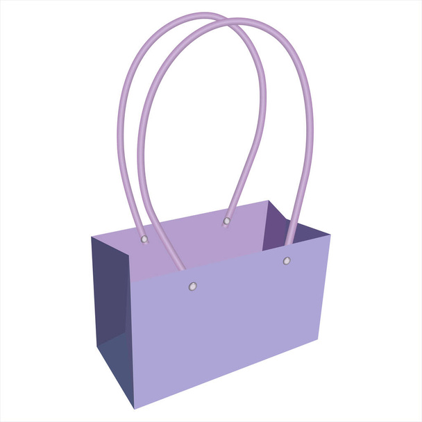  Violet Purple Papiertasche auf weißem Hintergrund. Mockup für Design. Produktverpackung  - Foto, Bild