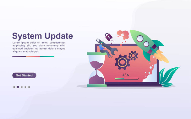 Landing page template of system update in gradient effect style - Vector, Image